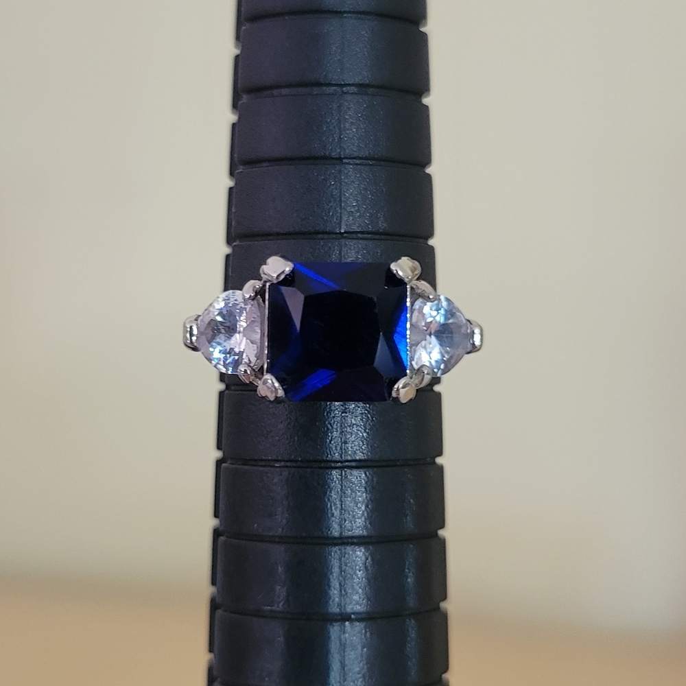 Blue Heart Silver Ring NEW